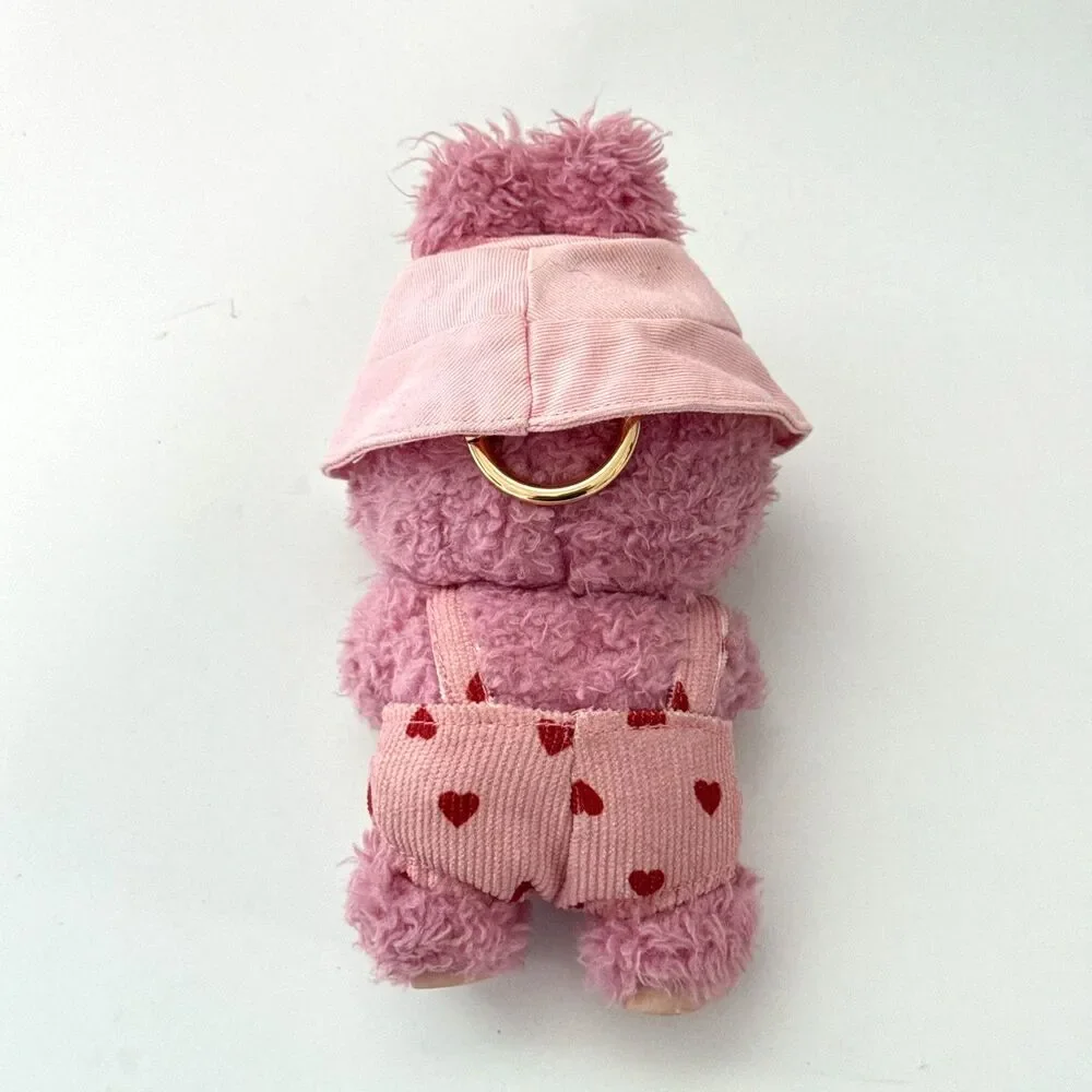 POP MART Labubu The Monsters Pink Plush Doll Kasing w/ Overalls Hat Outfit